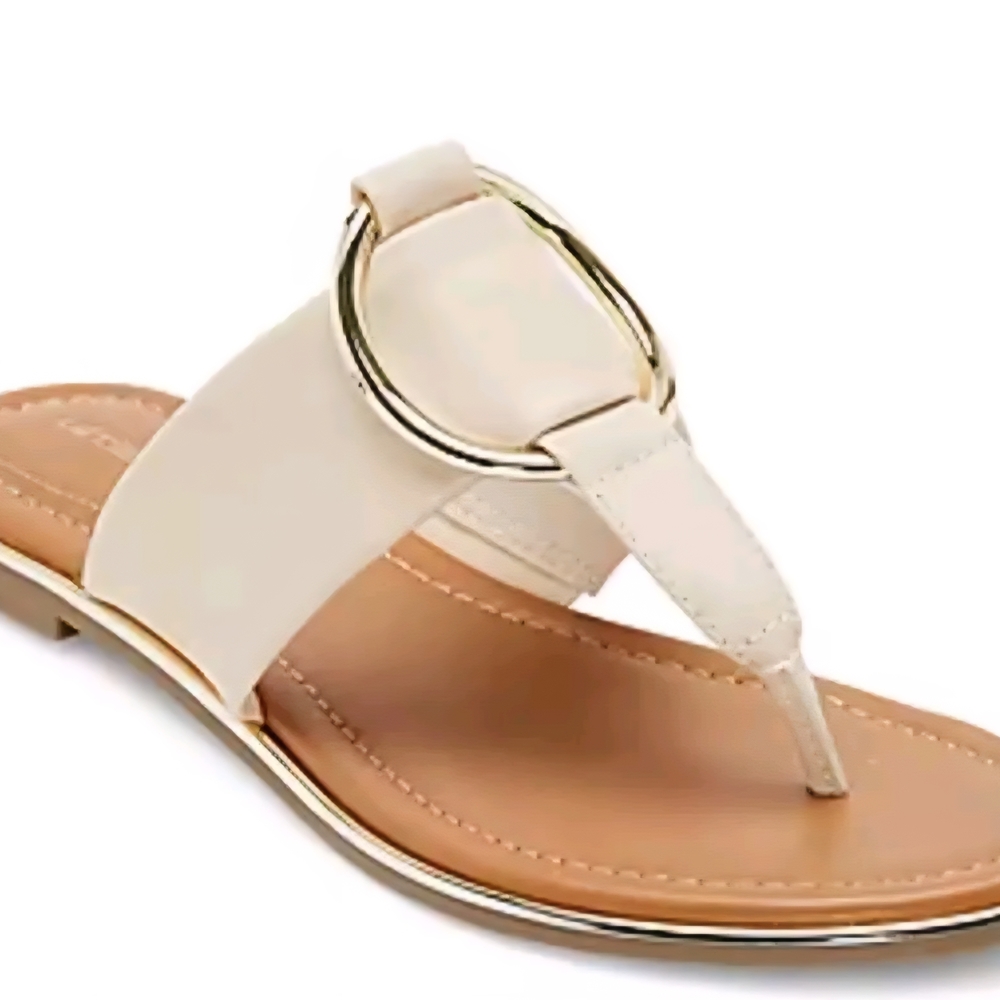 NWT - Liz Claiborne Women's Camillo Flat Elegant Cream Sandals Size 9